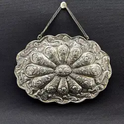 Rare Vintage Makeup Mirror Oval Wall 900 Silver For Women's Face Handmade Egypt
