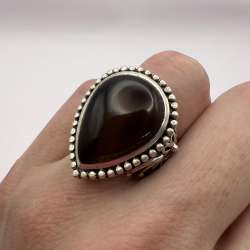 Massive Vintage Sterling Silver 925 Men's Women's Jewelry Ring Stone Quartz S 6