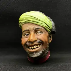 Rare Vintage Figure Human Head Hand Drawing Wall Hanging Art Chalkware England