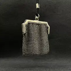 Antique Mesh Wallet Chain Silver 800 Bag Coin Woman's Operntasche German 34 Gr