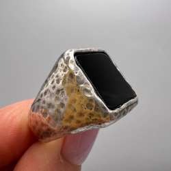 Raspini Italy Vintage Unisex Sterling Silver 925 Ring Onyx Stone Marked Size 9.5