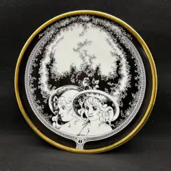 Vintage Hollohaza Art Nouveau Porcelain Plate Dish Hungary Glazing Black White