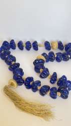 Vintage Rosary Islamic Glass Handmade Prayer 31 Beads Blue Decorative Tasbih