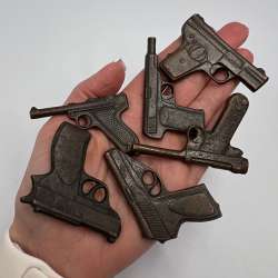 Vintage USSR Collectible Set of 6 Mini Metal Guns Pistols Military Weapon Models