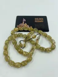 Rosary 33 Beads Islamic Prayer Epoxy Cast Gold Leaf Tasbih Misbaha W Certificate