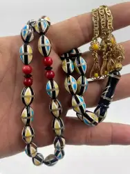 Cook Islamic Rosary 33 Beads Silver Belt Turquoise Coral Spacers Antimuon Pendan