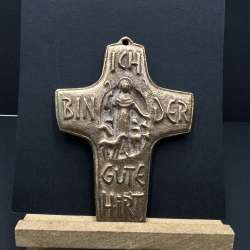 Vintage Bronze Wall Cross 10cm 1970 West Germany Christian Religious Art Antique