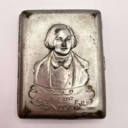 1952 Vintage Soviet Russian USSR Steel Nikel Jubilee Cigarette Case Gogol