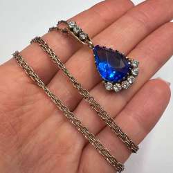 Vintage 875 Silver Necklace – Gilded Pendant – Retro Women's Jewelry Chain