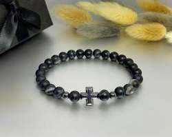 Author's Work New Unisex Bracelet, Natural Stone Black Agate, Hematite