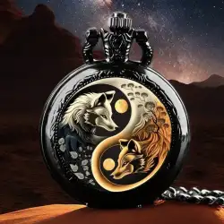 Funny Fox Round Quartz Pocket Watch, Fashion Quartz Pocket Watch With Chain