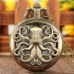 Vintage Black Necklace Pendant - Black Quartz Pocket Watch - Jewelry