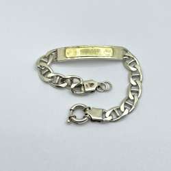 Vintage 925 Sterling Silver Men's Chain Engravable Bracelet Jewelry Italy 24 Gr