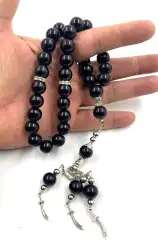 Black Red Agate Stone Islamic Prayer 33 beads Tasbih Misbaha Rosary Tasbeeh 97gr