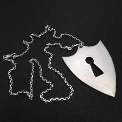 Vintage Sterling Silver 925 Shield Pendant Necklace Pampaloni Italy Unisex 27.9g