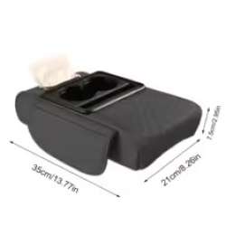 BLALION Car Armrest Cover PU Leather With Tissue Storage Memory Foam Height Pad