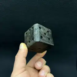 Huge Vintage Large Handmade Unique Dice Stone Paperweight Iron Decor Office 380g