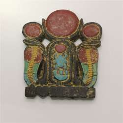 Handmade Stone Replica – Egyptian Cobra Symbol with Colorful Scarab Amulet