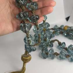 Vintage Big Blue Glass Beads Tasbih Islamic Misbaha Prayer 55 Beads 619 gr