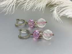 Author's Work New Women's Earrings, Natural Stone, Rose Quartz, Jewelry