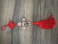 Holy Land Cross Pendant with Red Cord and Tassel