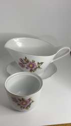 Vintage Pair of Fine Porcelain Kahla Bowls White floral Design