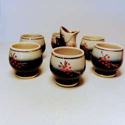 Vintage Soviet Shot Glass Set with Fish-Shaped Decanter – 7 Pieces (1970s–1980s)