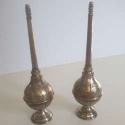 Hand-Engraved Copper Perfume Sprinklers Church Liturgy Antique Decor Set (Pair)