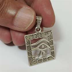925 Silver Eye of Horus Pendant, Handmade Pharaonic Amulet, Vintage Style