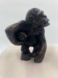Monkey Statue Vintage Resin Figurine Statue Art Products Playing Golf Tall 4