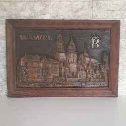 Vintage Wall Art 1985 Framed Copper Artwork Wawel Castle Krakov Historic Decor
