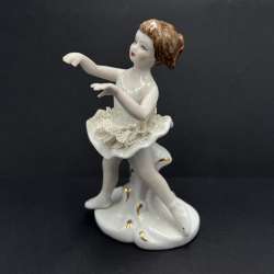 Vintage Porcelain Ballerina Figurine Lace Tutu Hand Painted Elegant Girl Dancer