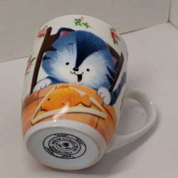 Vintage ARTM Collection Mug – Cute Blue Kitten with Fish  – Made in Italy