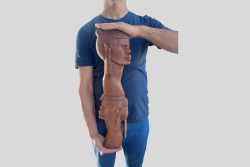 Hand Carved African Wood Figurine Vintage Sculpture Tall Double Head Tribal Bust