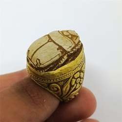 Egyptian Style Scarab Ring – Handcrafted Copper Size 8 – Ancient Look Jewelry