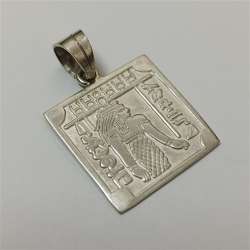 900 silver Egyptian pendant, handmade pharaoh queen with hieroglyphs vintage art