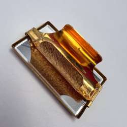 Vintage Kigu Gold Tone Lipstick Holder Mirror Made in England Purse Accessory