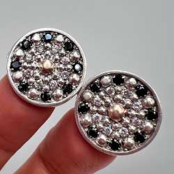14K Gold & 925 Silver Clip On Earrings Ukraine Vintage Round Statement Earrings