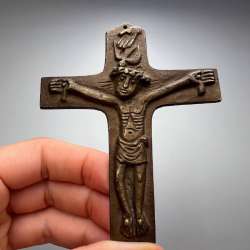 Vintage Bronze Crucifix Cross Germany Jesus Christ Catholic Christian Decor