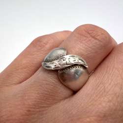Vintage  USSR Women's Soviet Sterling Silver 925 Ring Floral Engraved Size 5.5