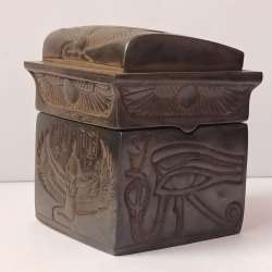 Egyptian Canopic Jars Set – Pharaonic Resin Box with Hieroglyphs & Eye of Ra