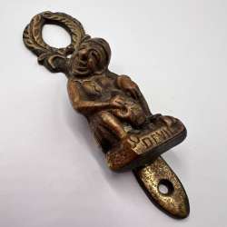 Vintage Brass Devil Door Knocker Bronze Gold Patina Gothic Demon Hardware 12.5cm