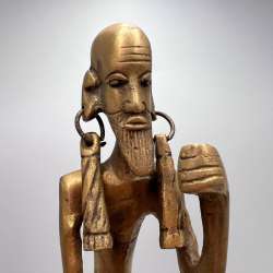 Antique Bronze African Man Figurine – Tribal Brass Statue – 22.5cm – Ethnic Art