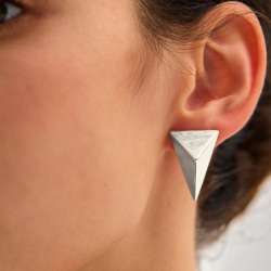 Bold 925 Silver Chunky Triangle Earrings Women Daily Wear 18K Gold Option