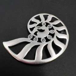 Vintage 925 Sterling Silver Nautilus Shell Pendant Abstract Sea Life Jewelry 9g