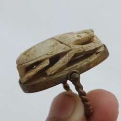 Antique Egyptian Carved Scarab Beetle Ring – Handmade Vintage Style