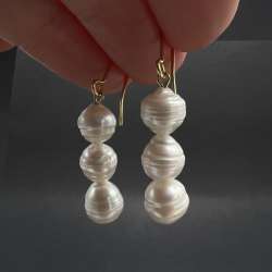 925 Sterling Silver Plated Pearl Earrings Natural Pearls Women from India vintag