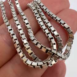 Vintage Sterling Silver 925 Box Chain Necklace 41cm Marked Unisex Jewelry 11.3g