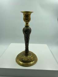 Vintage Single Candlestick Brass Pewter Heavy Candle Holder Hand Made 670 gr