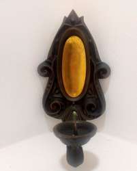 Candle Holder Brass Antique Wall Hanging Décor Carved Hand Vintage Very Cute
